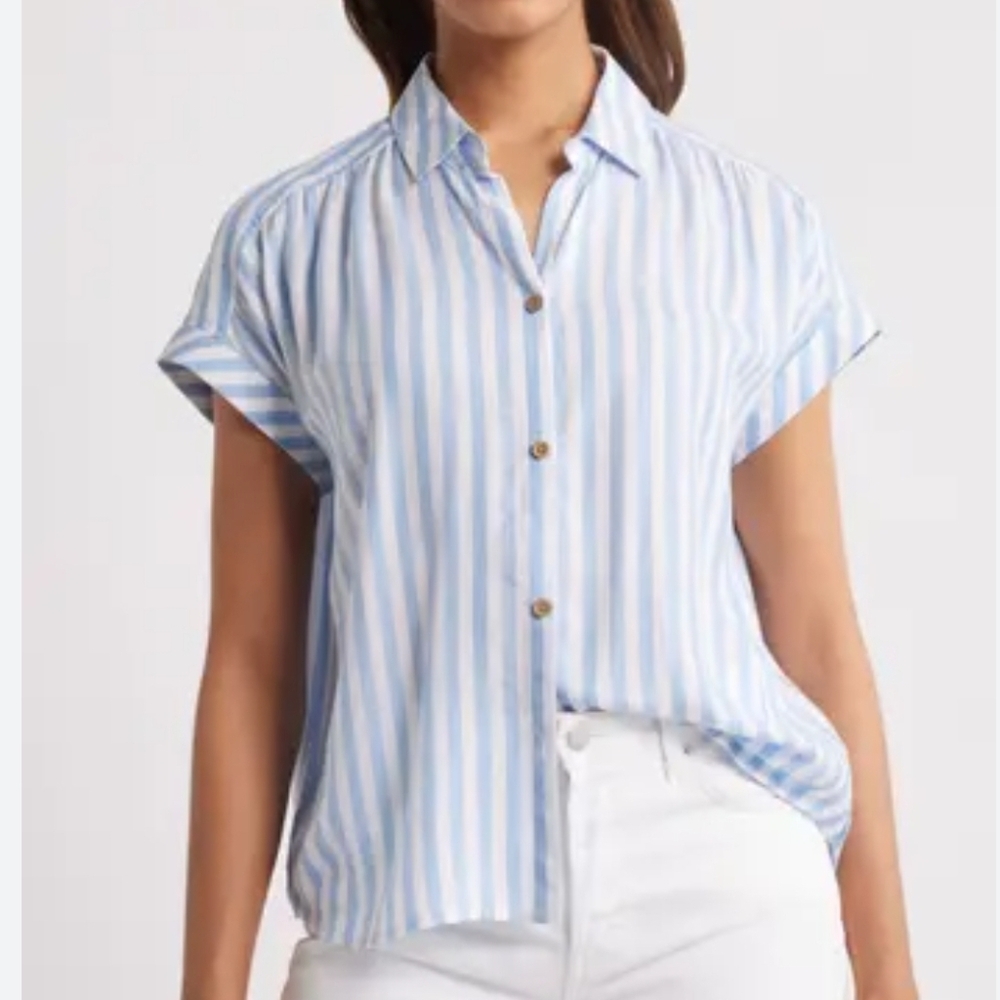 Beachlunchlounge Blue and White Striped Shirt
